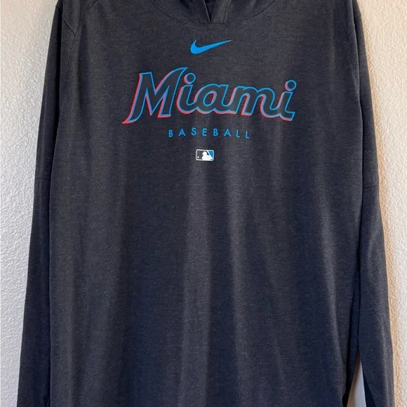 Nike Miami Marlins Authentic Collection Early Work Hoodie XL - Picture 1 of 4